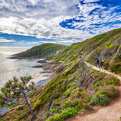 Ocean path winding its way above the ocean at Noosa National Park in Queensland